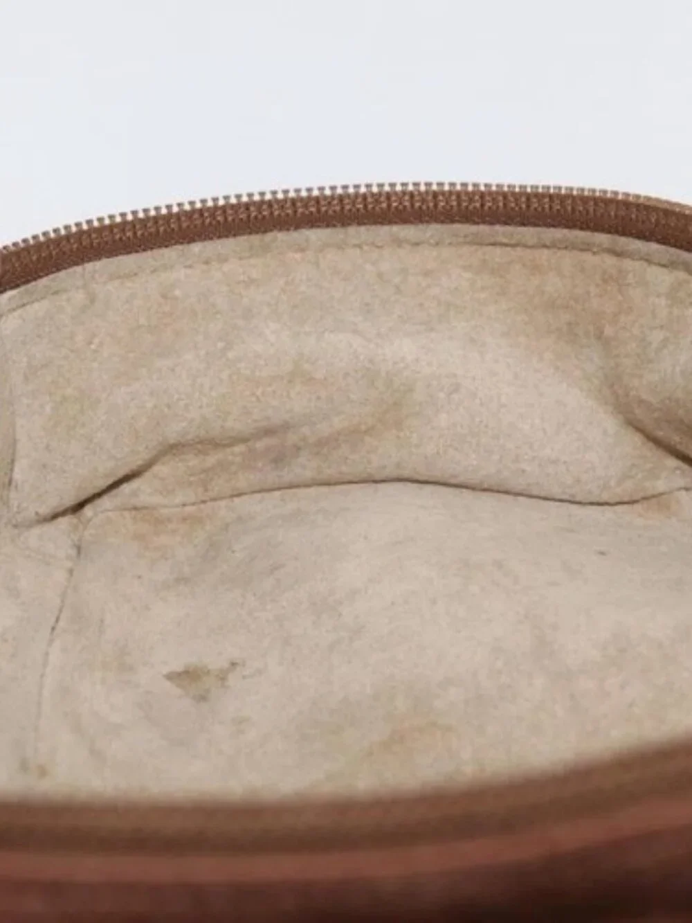 GUCCI Vanity Cosmetic Pouch Suede Brown Gold 032 106 0141 Auth mr2301